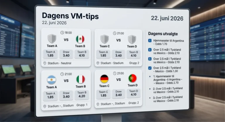 Dagens VM-tips 22. juni: odds og spill på alle kampene