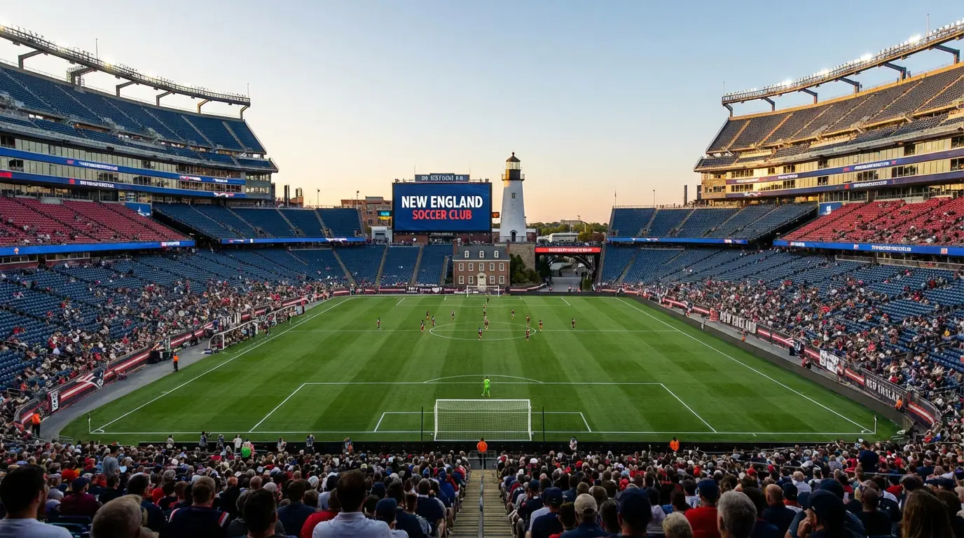 Gillette Stadium i Foxborough med VM 2026 dekorasjoner