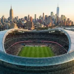MetLife Stadium VM 2026 med New York skyline i bakgrunnen